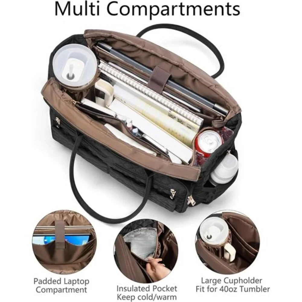 Teacher Bags for Women 15.6 inch Laptop Work Tote Bag Quilted Nurse Bag
